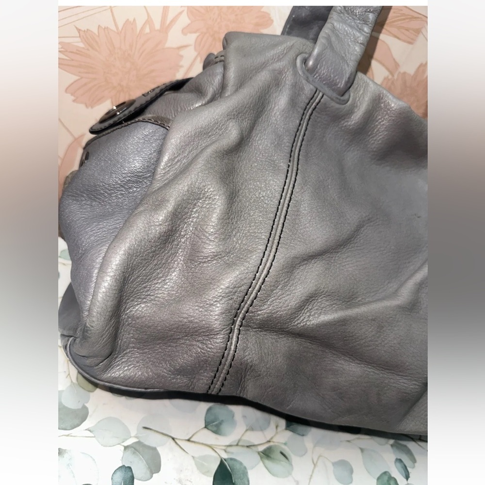 mimco vintage grey leather suede large shoulder hand bag - Picture 6 of 11